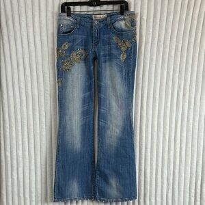 Rosa & Rose retro sequin bead, embroidered flare jeans sz L